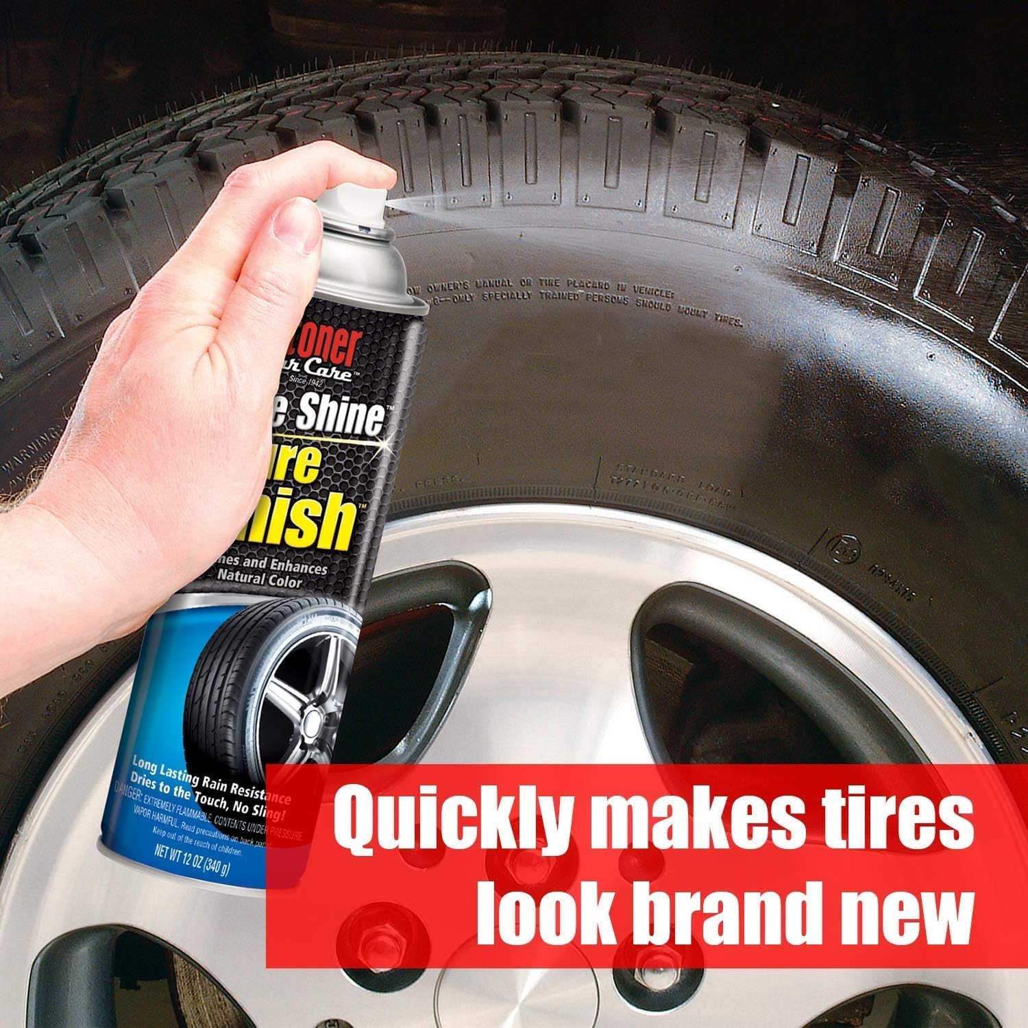 Stoner Car Care 91044-12PK Original More Shine Tire Finish – Tire Shine Spray for a Deep Matte Black Finish with Long-Lasting Rain-Resistant Protection, Non-Greasy No Sling – 12 oz (Pack of 12)
