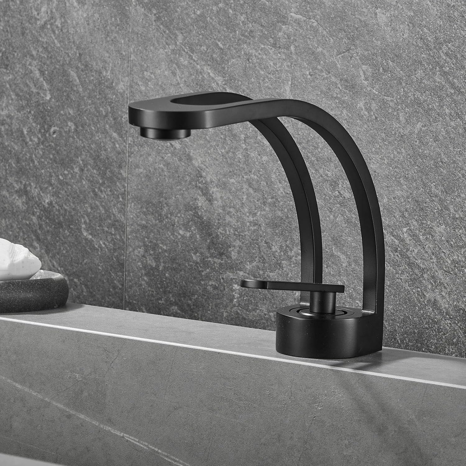 BEITH Basin Mixer Tap, Moon Style Bathroom Sink Tap, Single Lever Basin Faucet, Bathroom Sink Mixer Tap, Brass Body, Anti-Rust and Durable, for Bathrooms, Hotels, BS104705