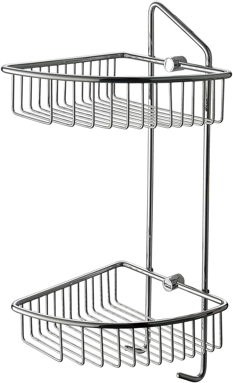 ALFI brand AB9532 Corner Mounted Double Basket Shower Shelf Bathroom Accessory, Polished Chrome