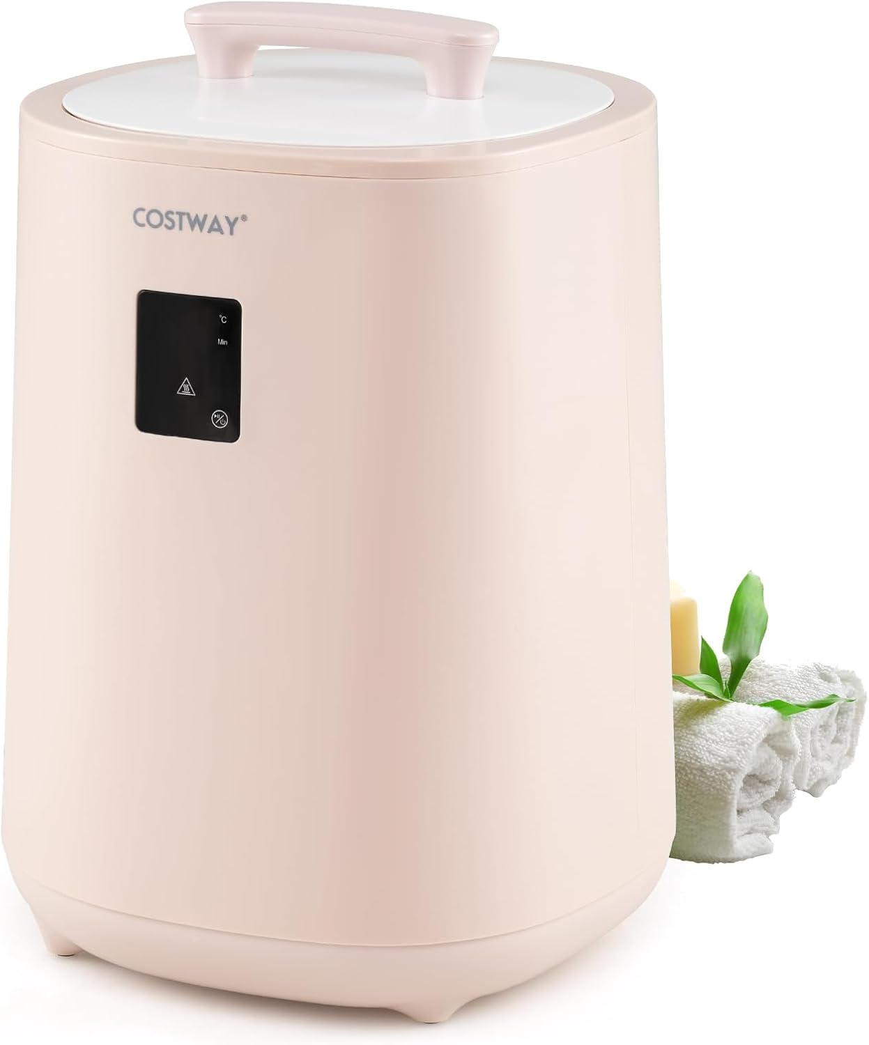 COSTWAY 20L Towel Warmer for Bathroom, Heated Blanket Warmers with LED Display & Auto Shut Off, for Two 40” x 70” Oversized Towels, Bathrobes, Blankets (Pink)