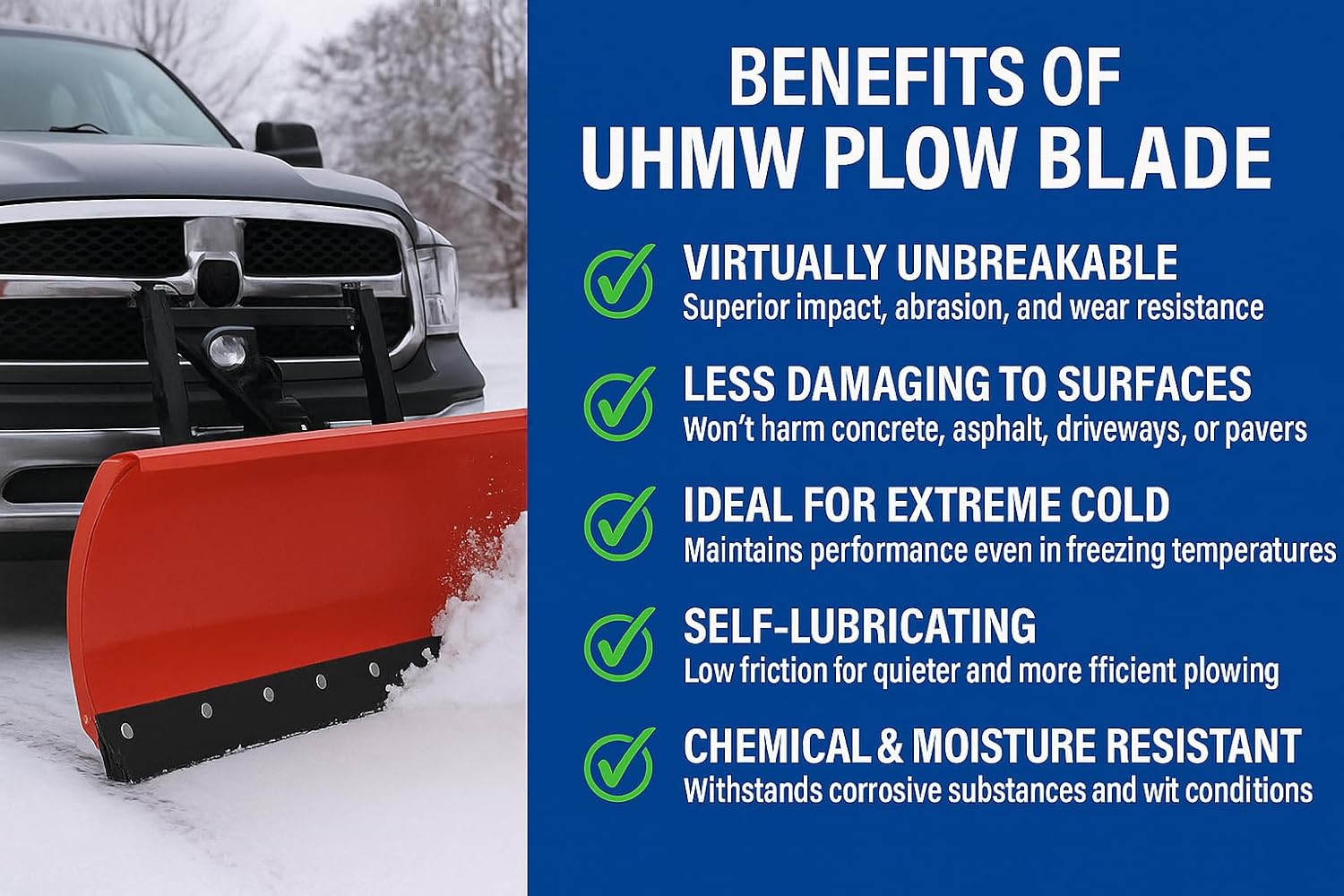 UHMW Snow Plow Poly Cutting Edge Industrial Strength 3/4