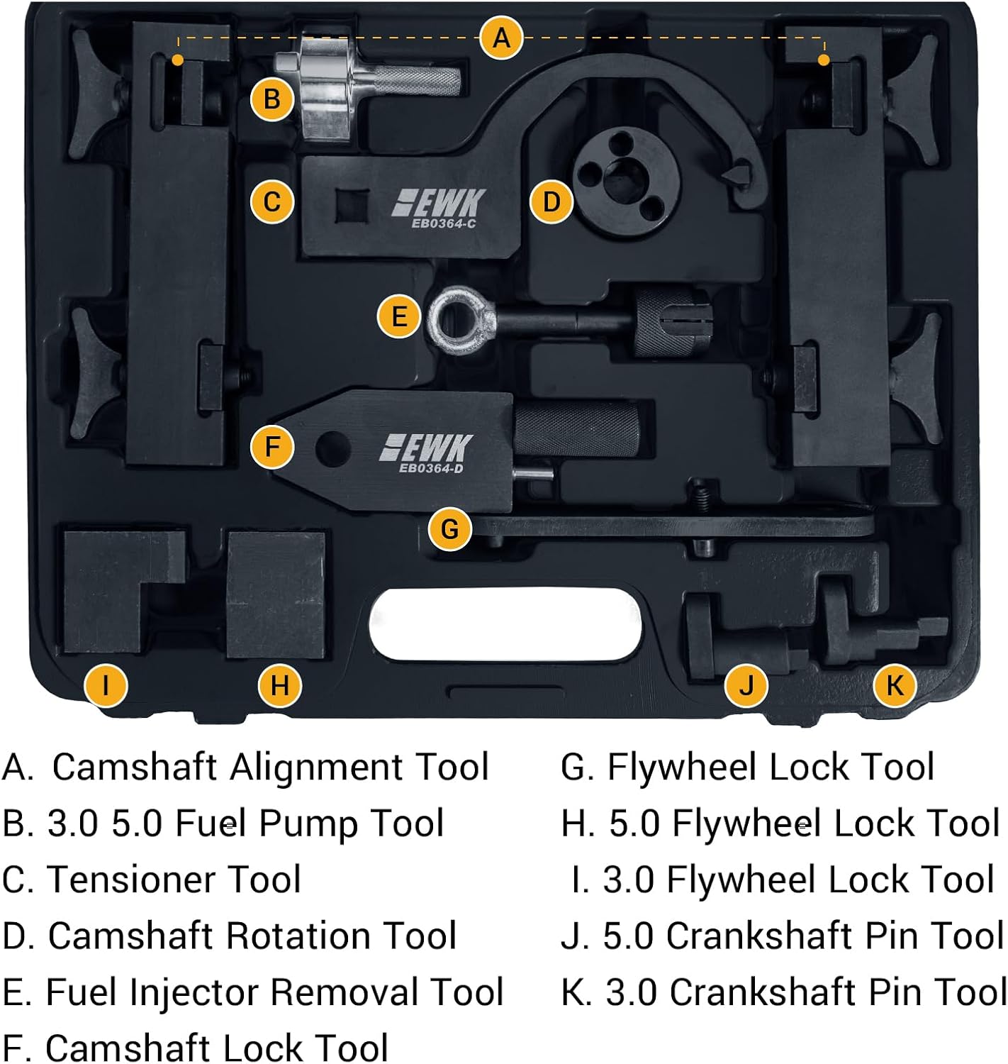 EWK Jaguar/Land Rover Camshaft Alignment Timing Chain Tool for 5.0L V8, 3.0L V6 Discovery 4 Range Rover Sport Engine