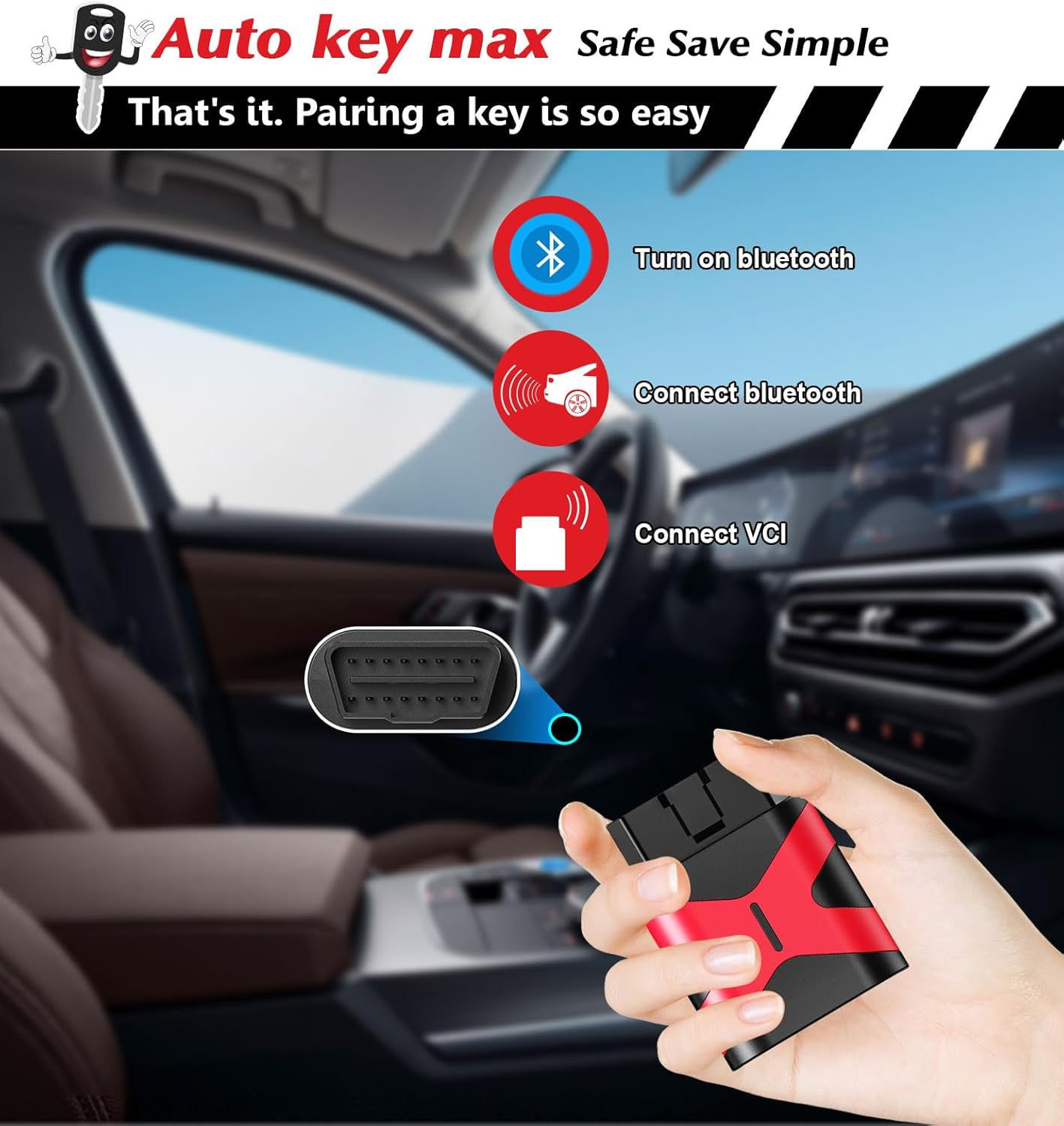 Simple Programmable Keyfob, Car Key Fob OBD Programmer Kit Replacement for 2014 2015 2016 2017 Honda Odyssey 7 Button Remote Key 313.8 MHz KR5V1X (OBD Tool Kit)