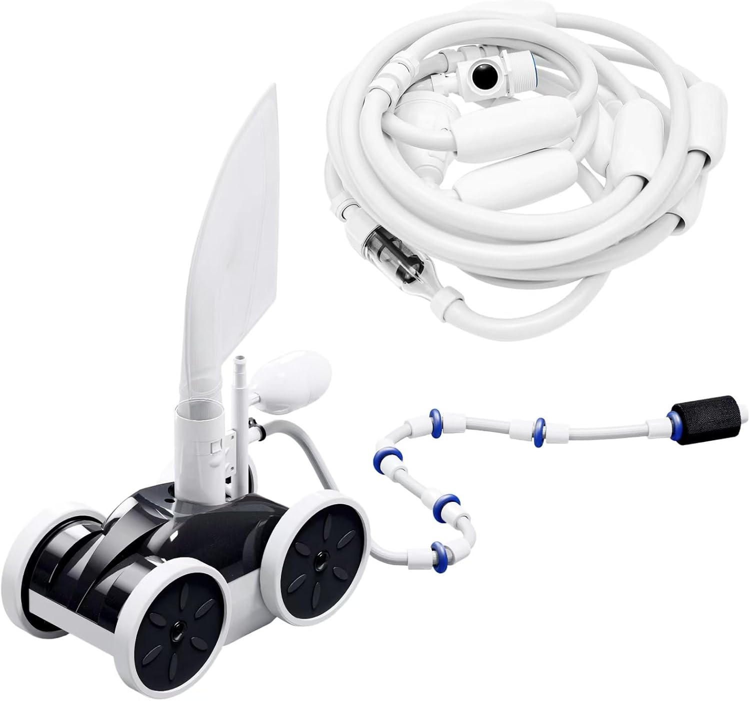 MAKHOON Upgrade Pool Pressure Side Sweeper: Professional Solution for Cleaning Your Swimming Pool (Four Wheels are Better Than Three)