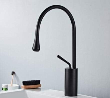 Basin Faucet Modern Nickel/Black Bathroom Faucet Kitchen Faucet Single Hole Cold and Hot Water Tap Basin Faucet Mixer Taps (Color : Nickel Short)