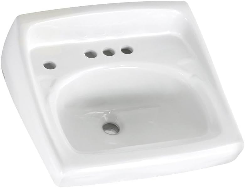 American Standard 0355.056.020 Lucerne Wall-Mount Lavatory Sink with 4-Inch Faucet Spacing and Extra Left Hand Hole, White