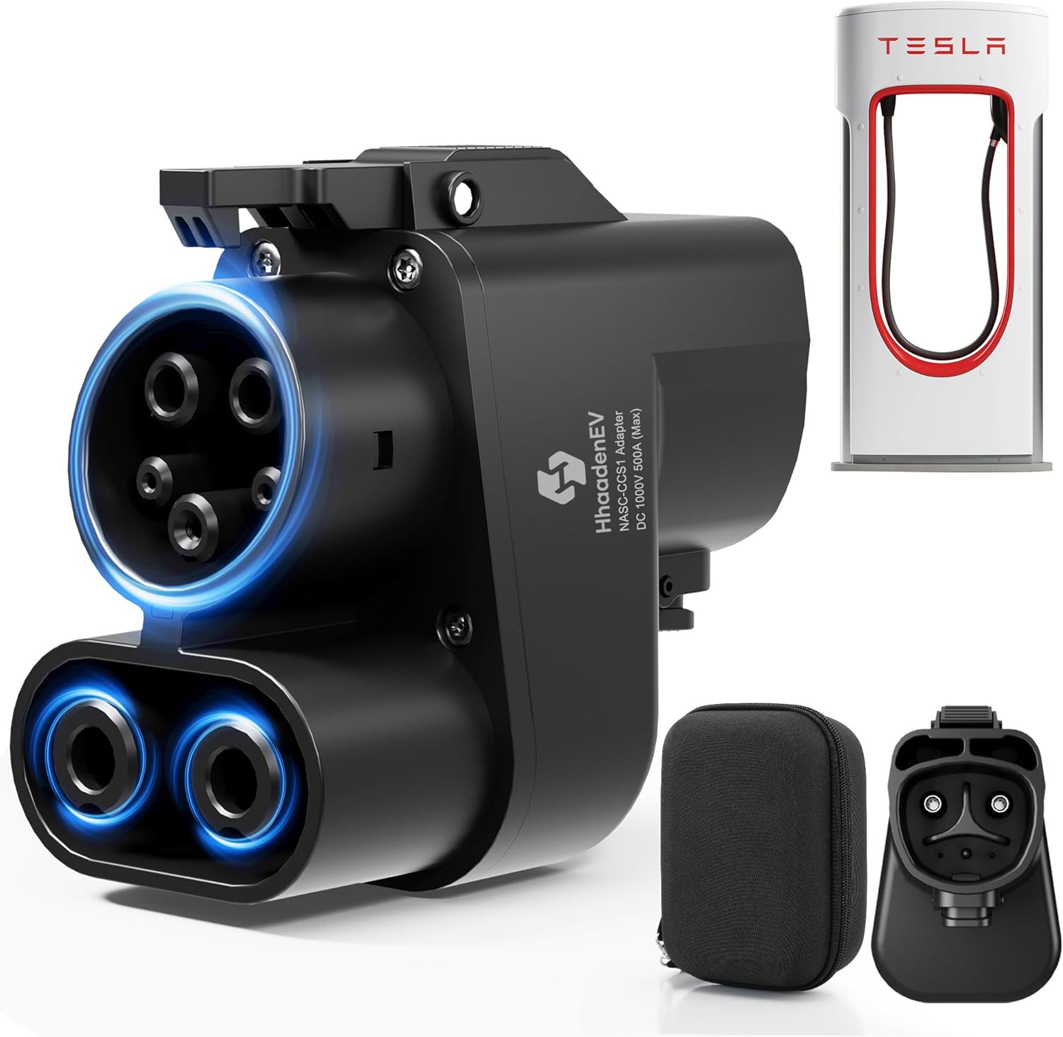 NACS to CCS1 Charging Adapter for Tesla Supercharger, Fast Charging Adapter, MAX 500A,1000V，Compatible with Ford, Rivian, GM, Volvo，Polestar EVs (NACS to CCS1(Tesla to CCS1))