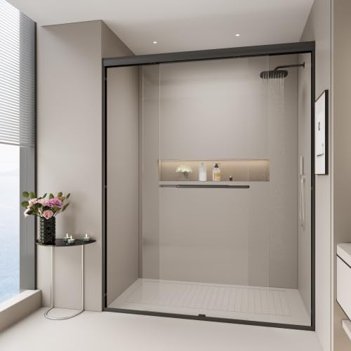 56-60 in. W x 72 in. H Double Sliding Shower Door, Semi-Frameless Bypass Bathroom Sliding Door with 1/4