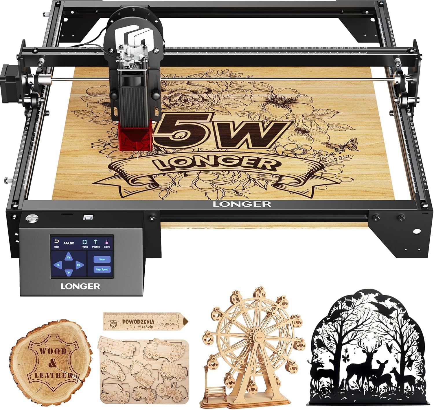 LONGER Laser Engraver Ray5 5000MW Higher Precision DIY Laser Engraving Machine for Wood Metal Acrylic Glass Leatherwith 3.5