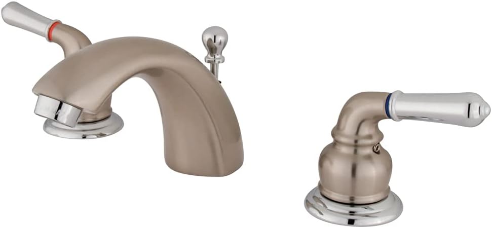 Kingston Brass KS2957 Naples Mini Widespread Lavatory Faucet, Brushed Nickel and Polished Chrome