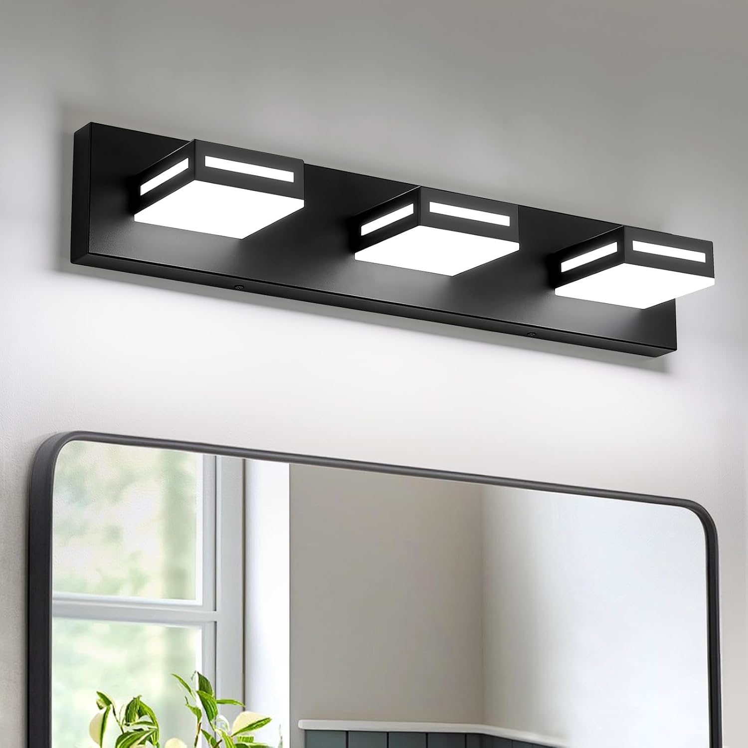 48-Inch 6-Light LED Modern Gold Bathroom Vanity Light Fixtures Over Mirror, Bathroom Lighting Fixtures with Cool White 6000K, Vanity Wall Lights for Bath Restroom Powder Room