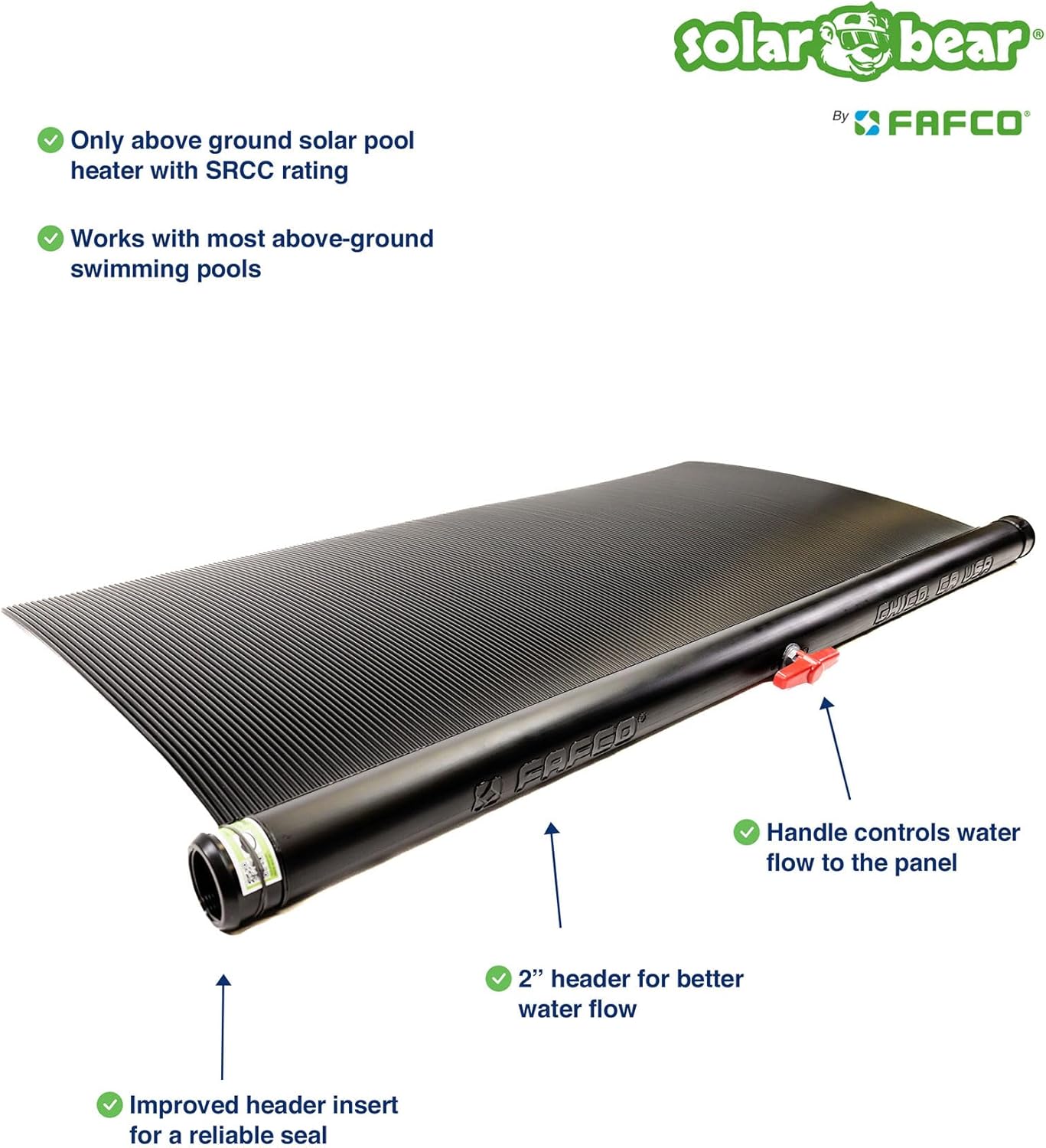FAFCO - Papa Bear Universal DIY Solar Pool Heater with Starter Kit - High Efficiency Above Ground Swimming Pool Solar Heaters (3 ft. 9 in. x 24 ft.)