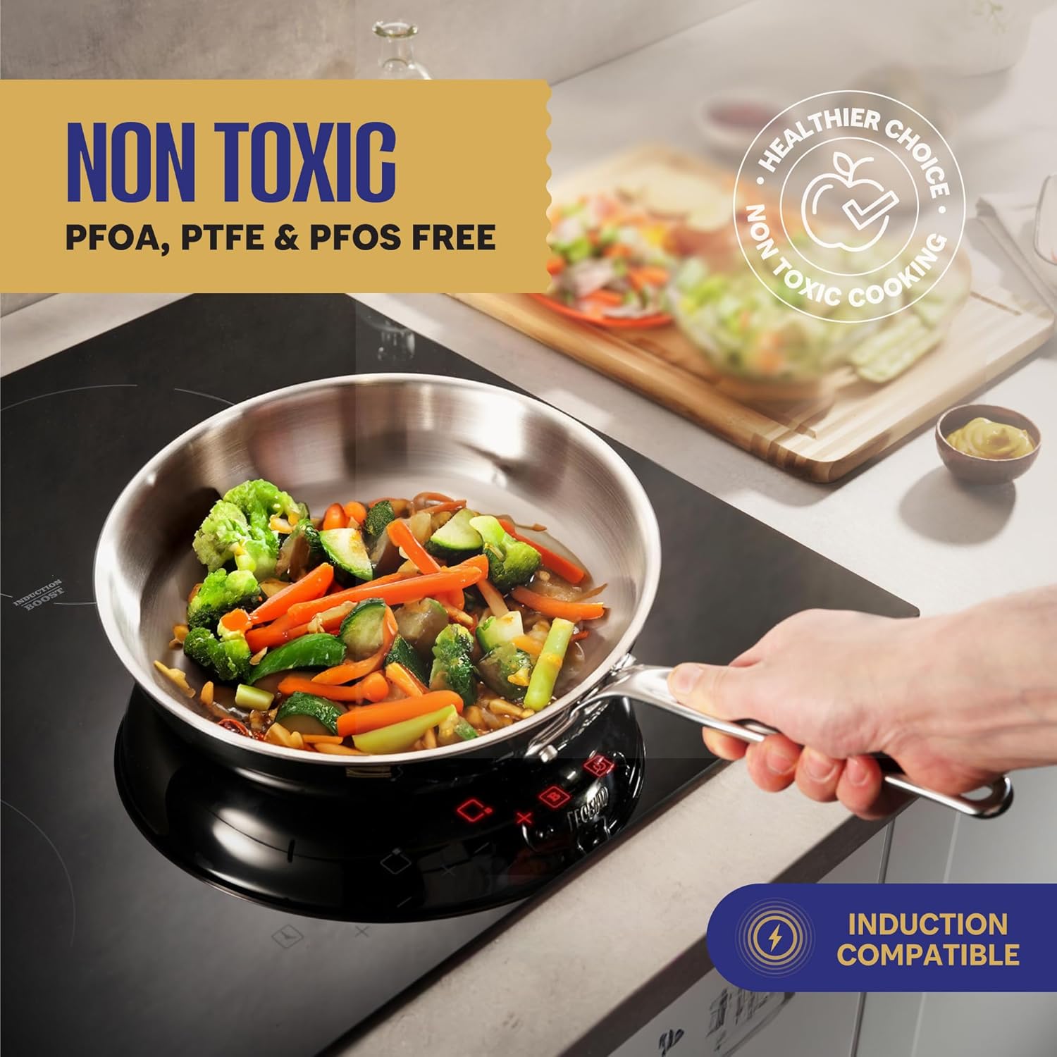LEGEND COOKWARE 5-Ply Stainless Steel Cookware Set | 12-Piece Pot and Pan Set | Induction Compatible, Non-Toxic | Heavy Duty 18/8 Full Clad Construction | Oven Safe Even Heating | PFOA PTFE PFOS Free