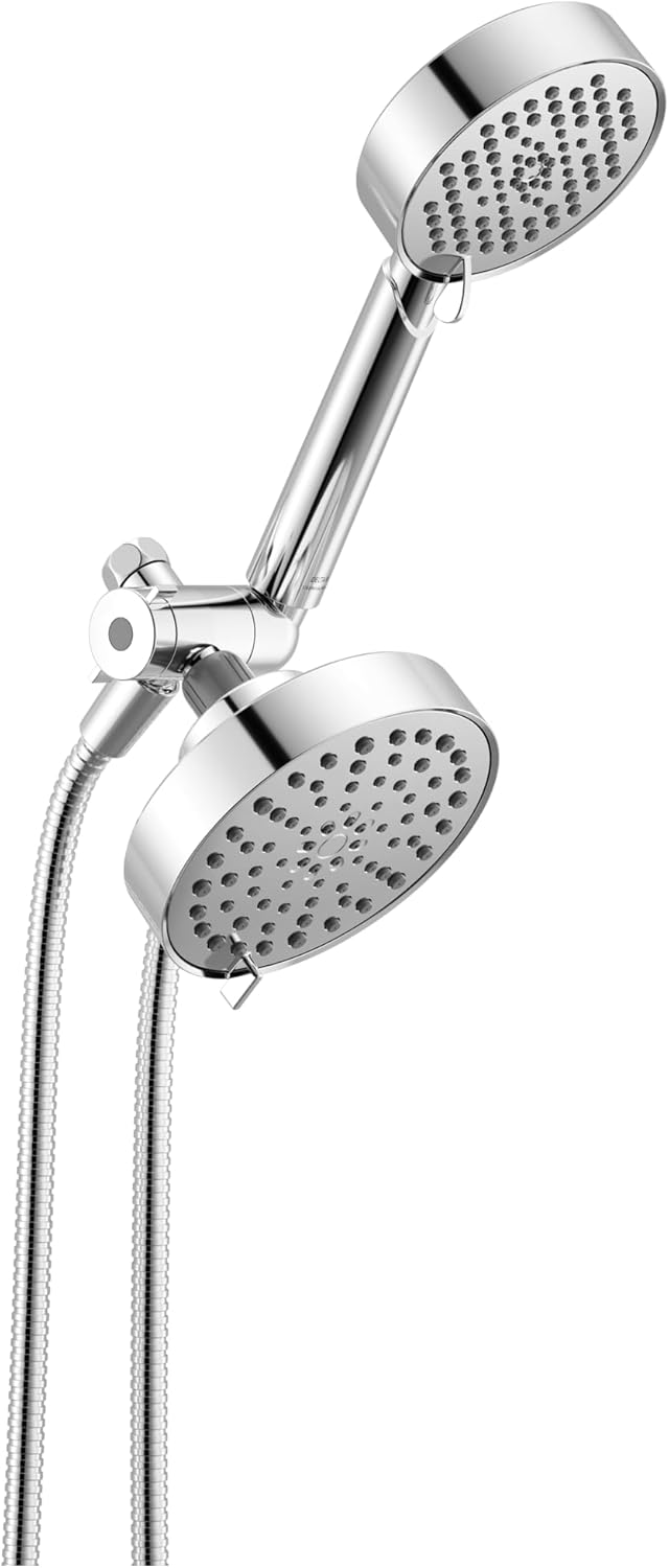 Delta Round 2-in-1 Dual Shower Head with 4-Setting HandHeld Spray, Matte Black Detachable Double Shower Head with Hose, Showerhead, 1.75 GPM Flow Rate, Matte Black 75756BL