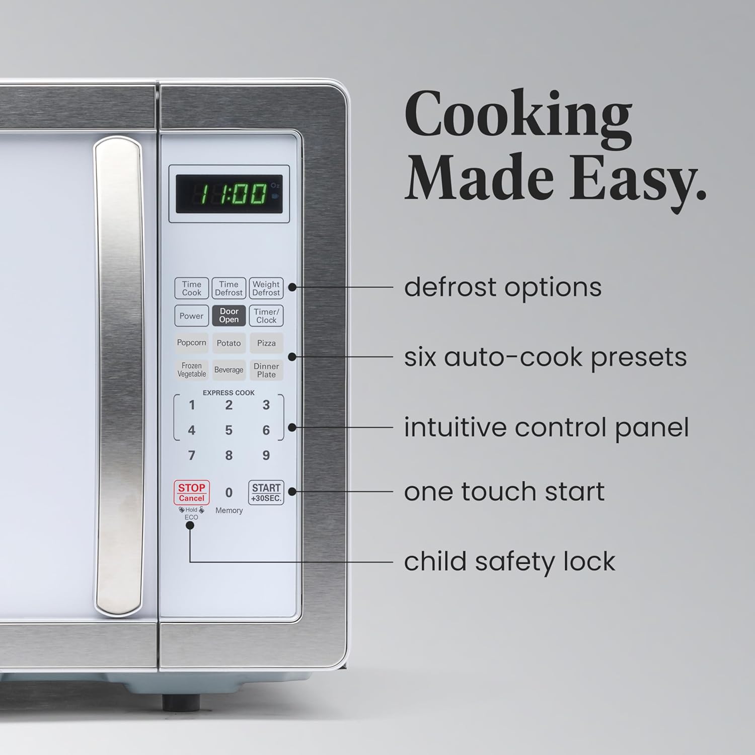 Farberware 1.1 Cu. Ft. Countertop Microwave Oven, White Platinum