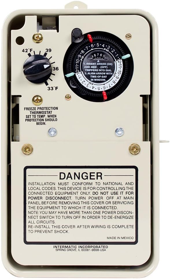 Intermatic PF1102T Timer Mechanism - Efficient Freeze Protection for Pool and Spa Equipment - Timer with Thermostat