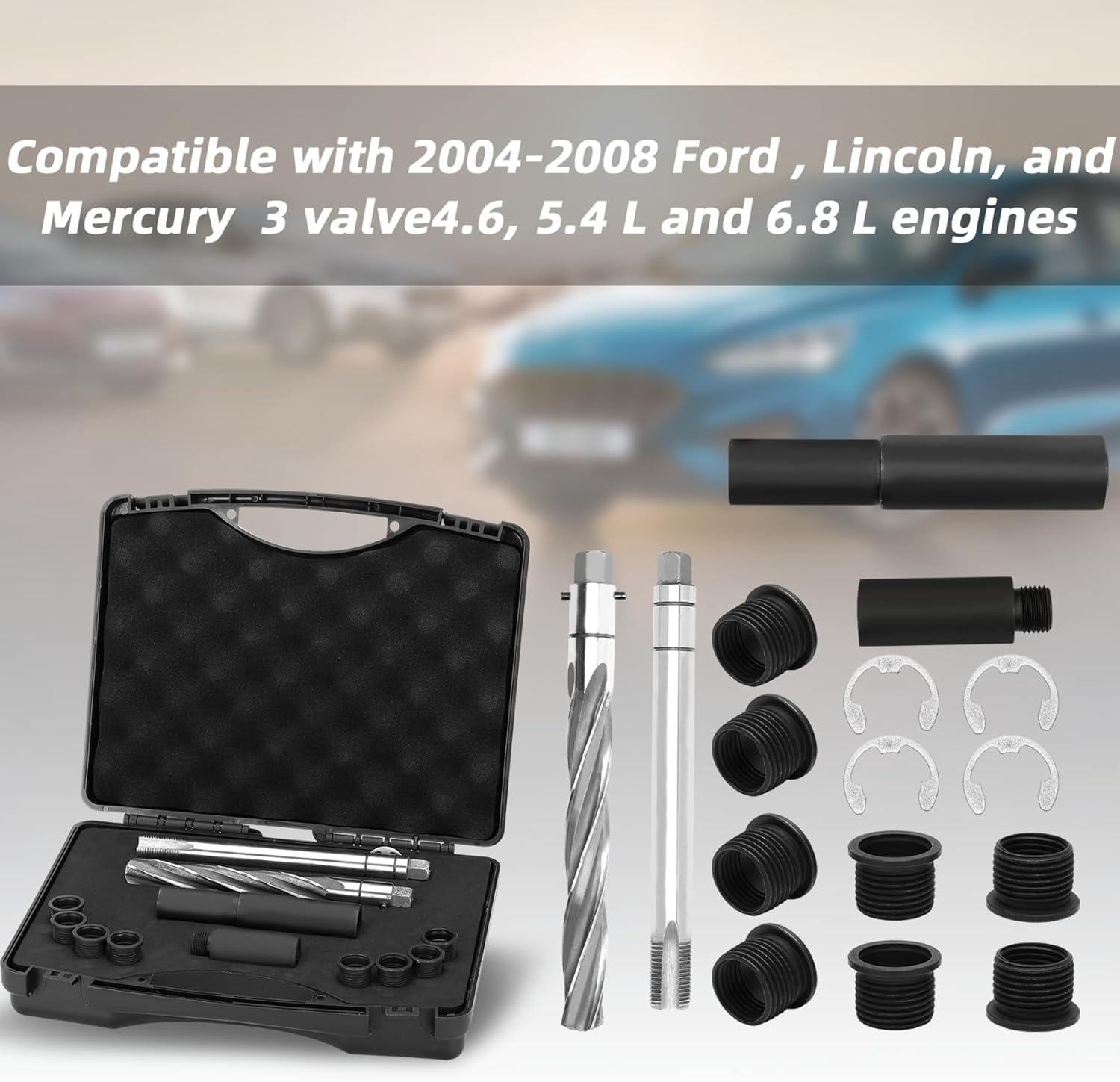 39300 Ford Triton 3 Valve M16x1.5 Sparkplug Insert Installer Kit to Repair The Spark Plug Threads in Cylinder Compatible with 2004-2008 Ford Triton 3 Valve 4.6L, 5.4L and 6.8L Engines