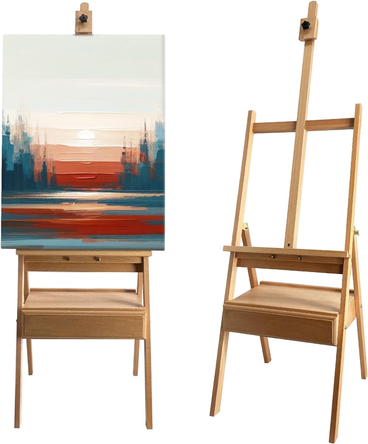 Large Solid Beech Wood Painting Easel with Storage Drawer(60