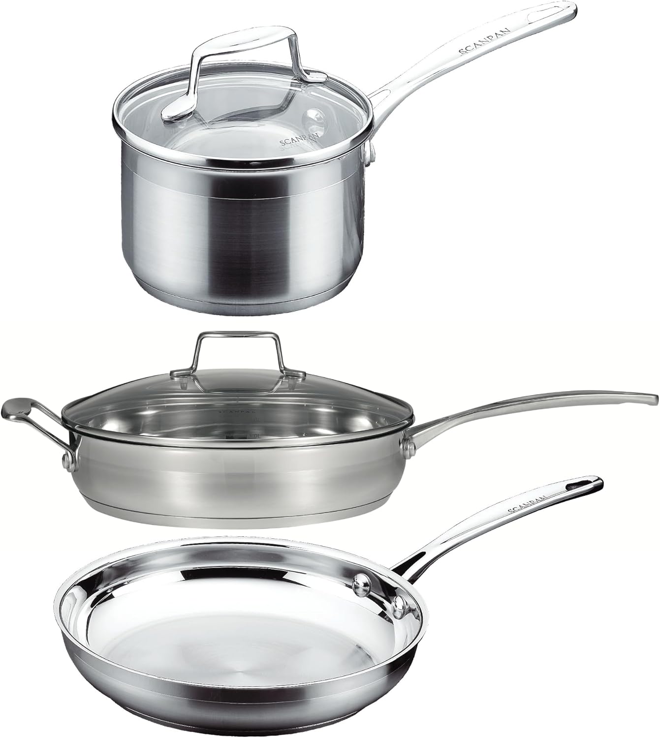 SCANPAN Impact 16-Piece Cookware Set - Includes 10 Total Pieces + 6 Lids - Made of Durable 18/10 Stainless Steel - Dishwasher & Oven Safe