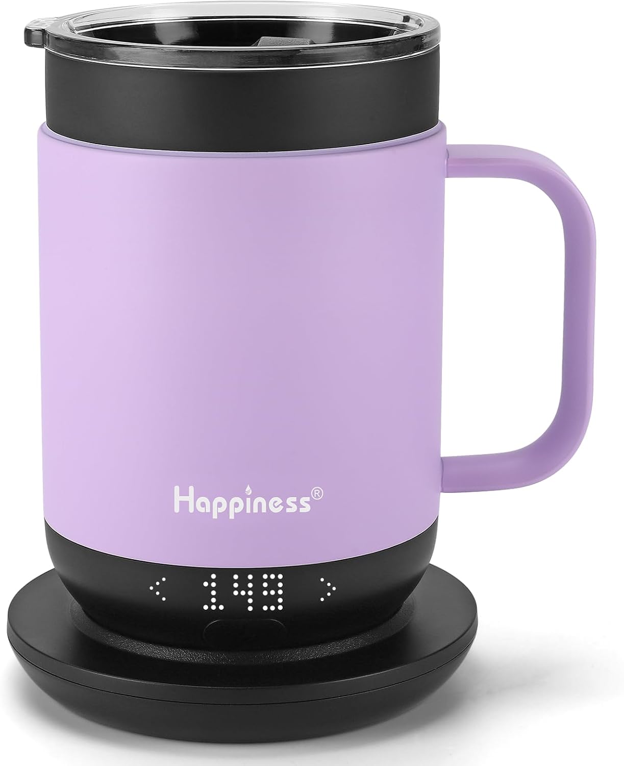 Happiness Smart Heated Coffee Mug,16oz Rechargeable Electric Self Heating Temperature Control Coffee Cup,Gifts for Mom Dad Grandma Wife