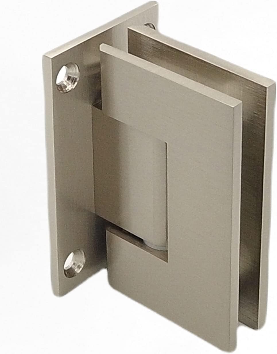 SHS Heavy Duty Wall-to-Glass Frameless Shower Door Full Back Plate Hinge for 3/8''-1/2'' Glass with Replacement Parts for Glass Shower Doors, Solid Brass(Satin Brass)