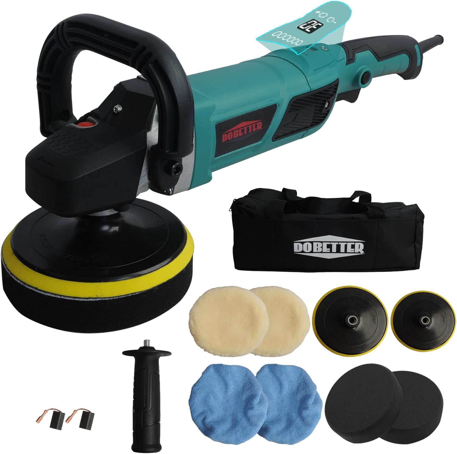 2025 Upgraded Constant Car Buffer Polisher For Car Detailing, 1500W Car Wax Buffer With 6-Speed Adjustable LCD Display, Precision Finish For Marine, Automotive & Furniture Surfaces