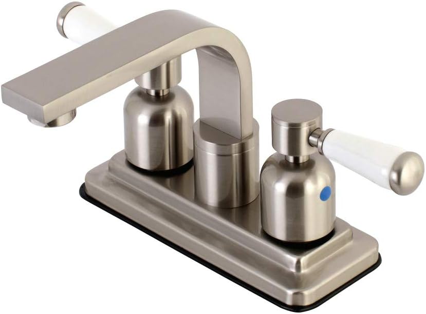 Double-Handle 3-Hole Deck Mount 4-Inch Centerset Bathroom Faucet with Push-Up Pop-Up