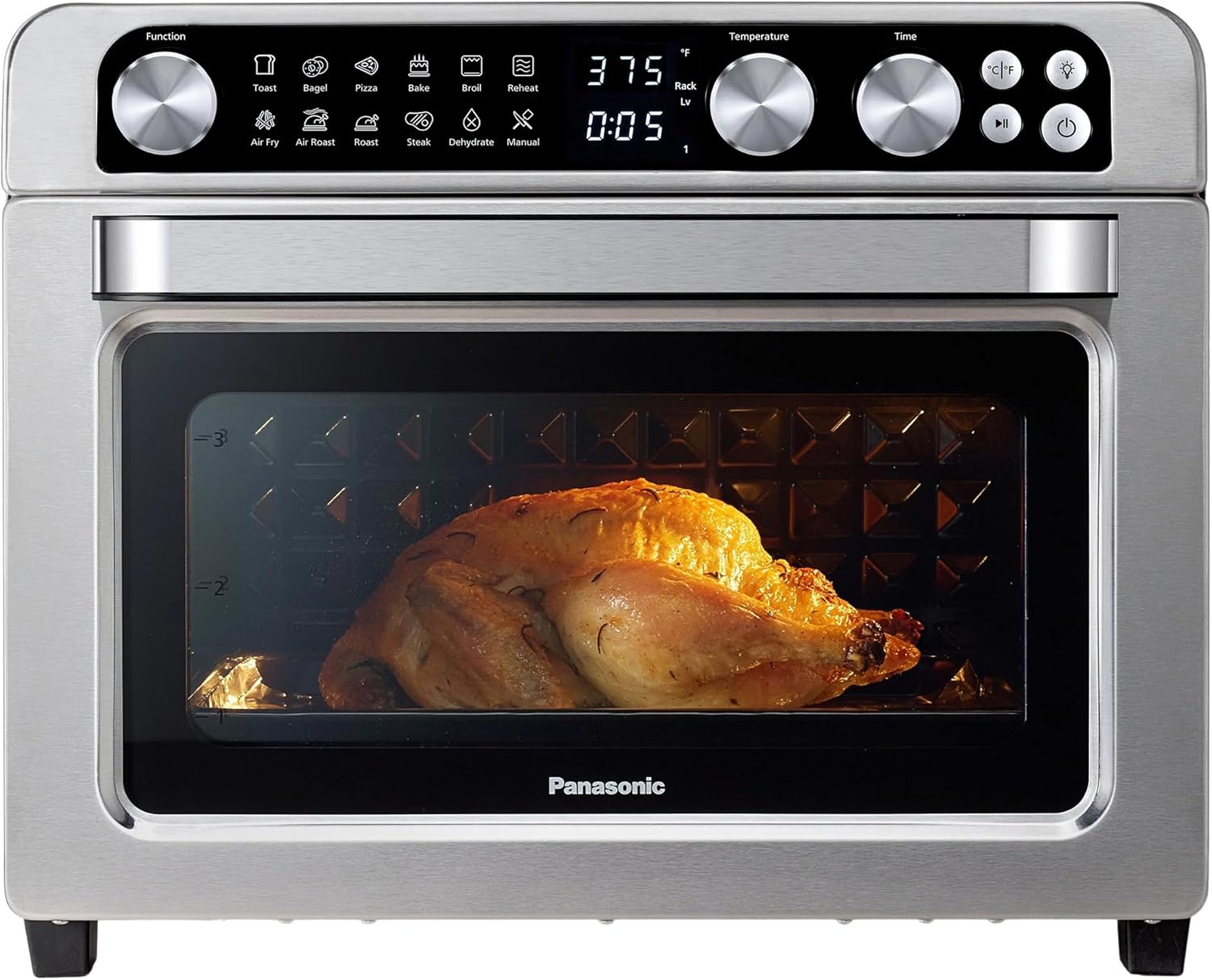 Panasonic FlashXpress Toaster Oven Countertop, 4-Slice Compact Size with Double Infrared Heating, 6 Auto Cook Options and Precise Temperature Control, 1300W - NB-G110P-K (Black)