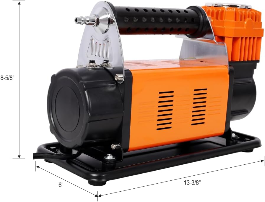 Portable Inflator Homonova, Air Compressor Kit, 12V Heavy Duty Tire Inflator with Pressure Gauge, Max 150 PSI 7.06 CFM, 26FT Air Hose and Carry Bag, Quick Inflation for Car SUV RV Truck (Single)