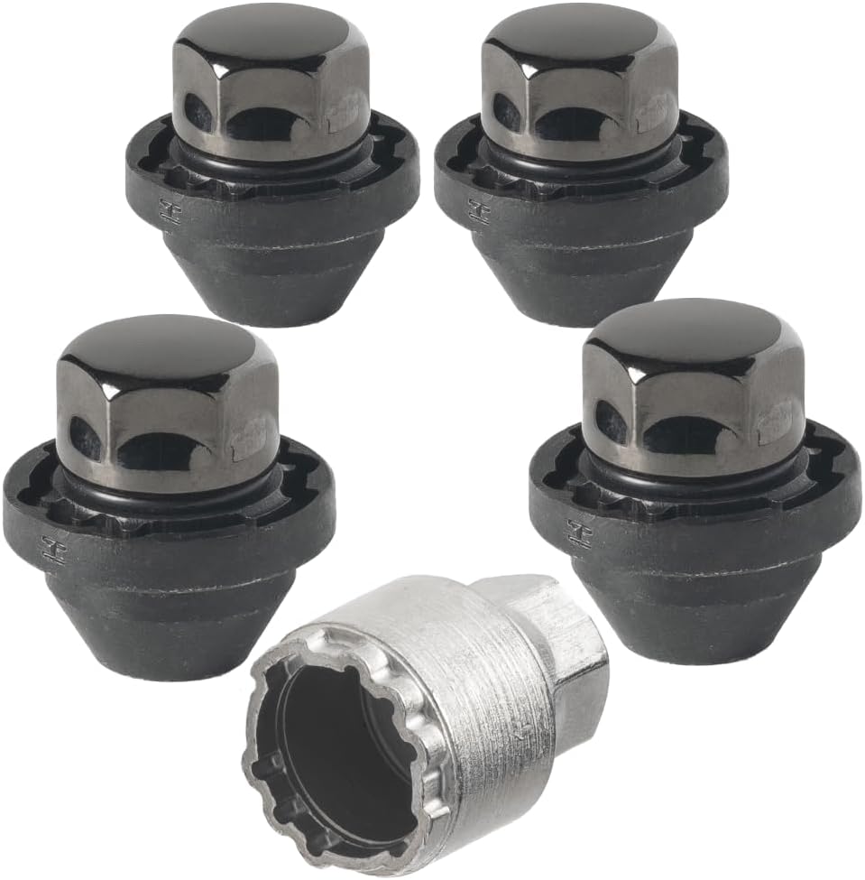 Farad GalaxyLock HA9/MX Black Lug nut Wheel-Locks Kit Suitable for Honda Prologue (M14 X 1.5 Thread Size) - Set of 4 Lug Nuts + 1 Key
