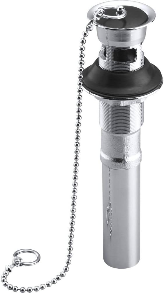 Kohler K-7128-A-CP Lavatory Drain with Overflow and Rubber Stopper with Chain, Polished Chrome