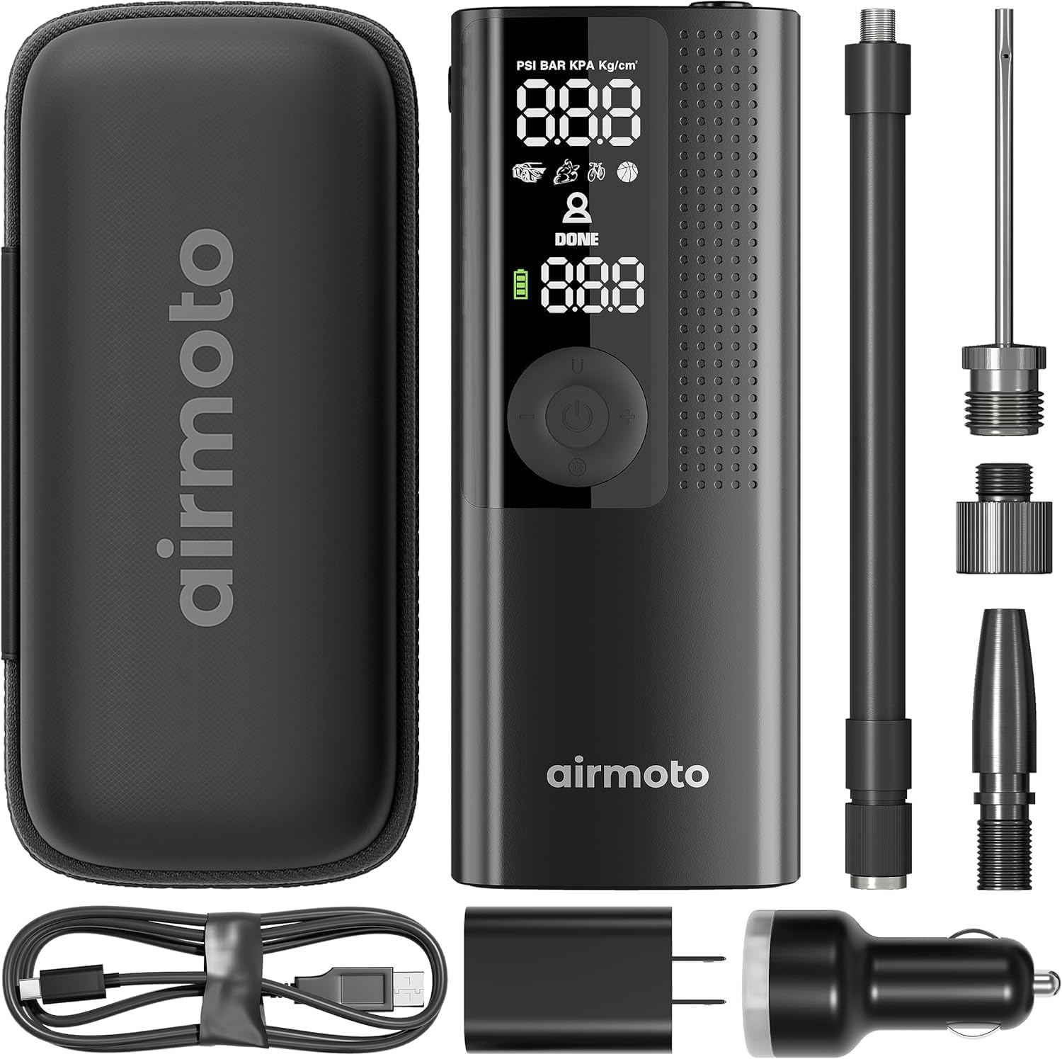 Airmoto Tire Inflator with Power Kit and Carrying Case Bundle Deal