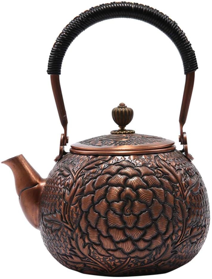 1.2 L Handmade Copper Pot Carving Craft Pure Copper Coffee Copper Pot Boiling Water Tea Making Teapot-单壶,Monot