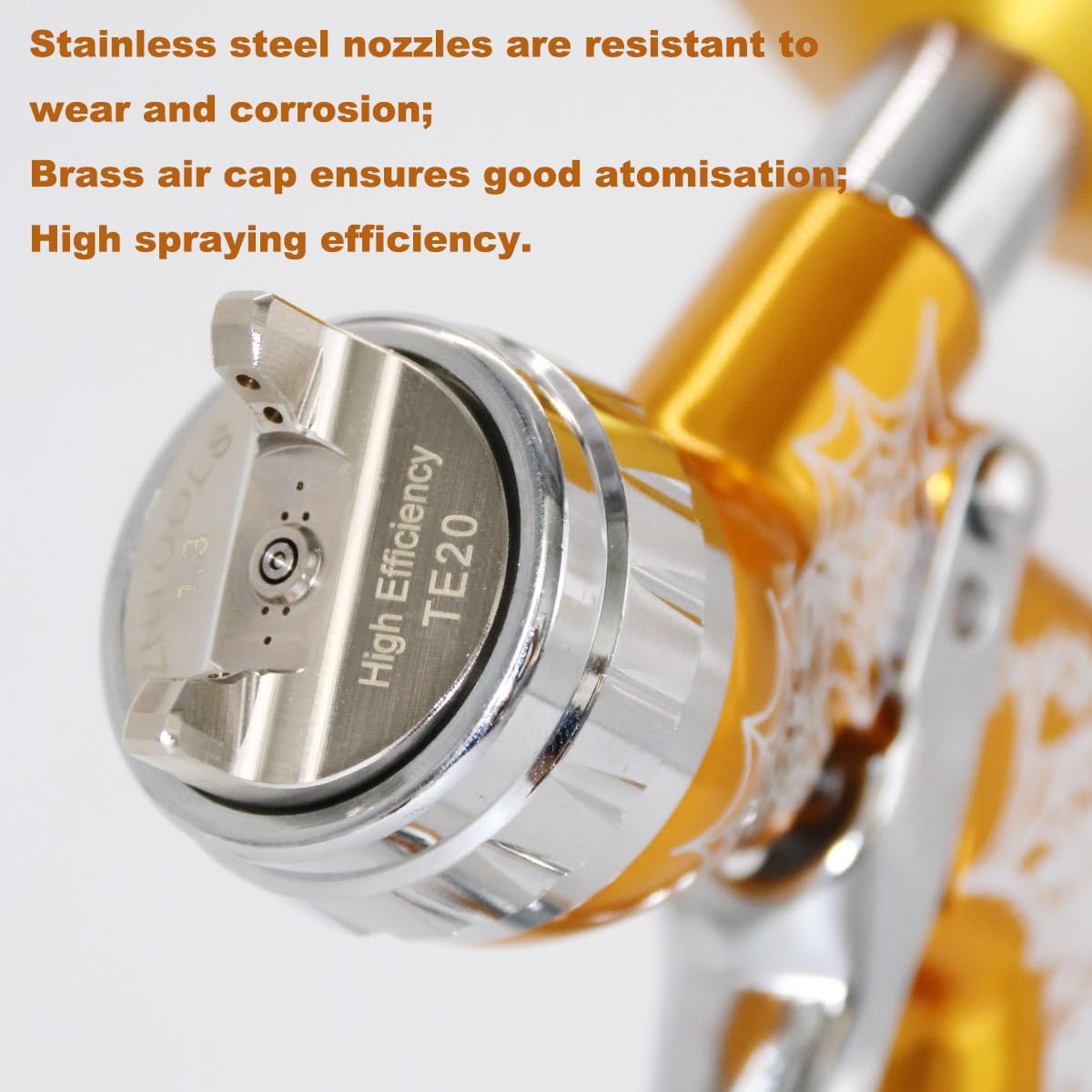 Professional HVLP Air Spray Gun with 1.3/1.8mm Nozzles & 750cc Aluminum Paint Gun Cup – TE20 Automotive Paint Sprayer, Suitable for Primer, Varnish and Top Coat (Golden)