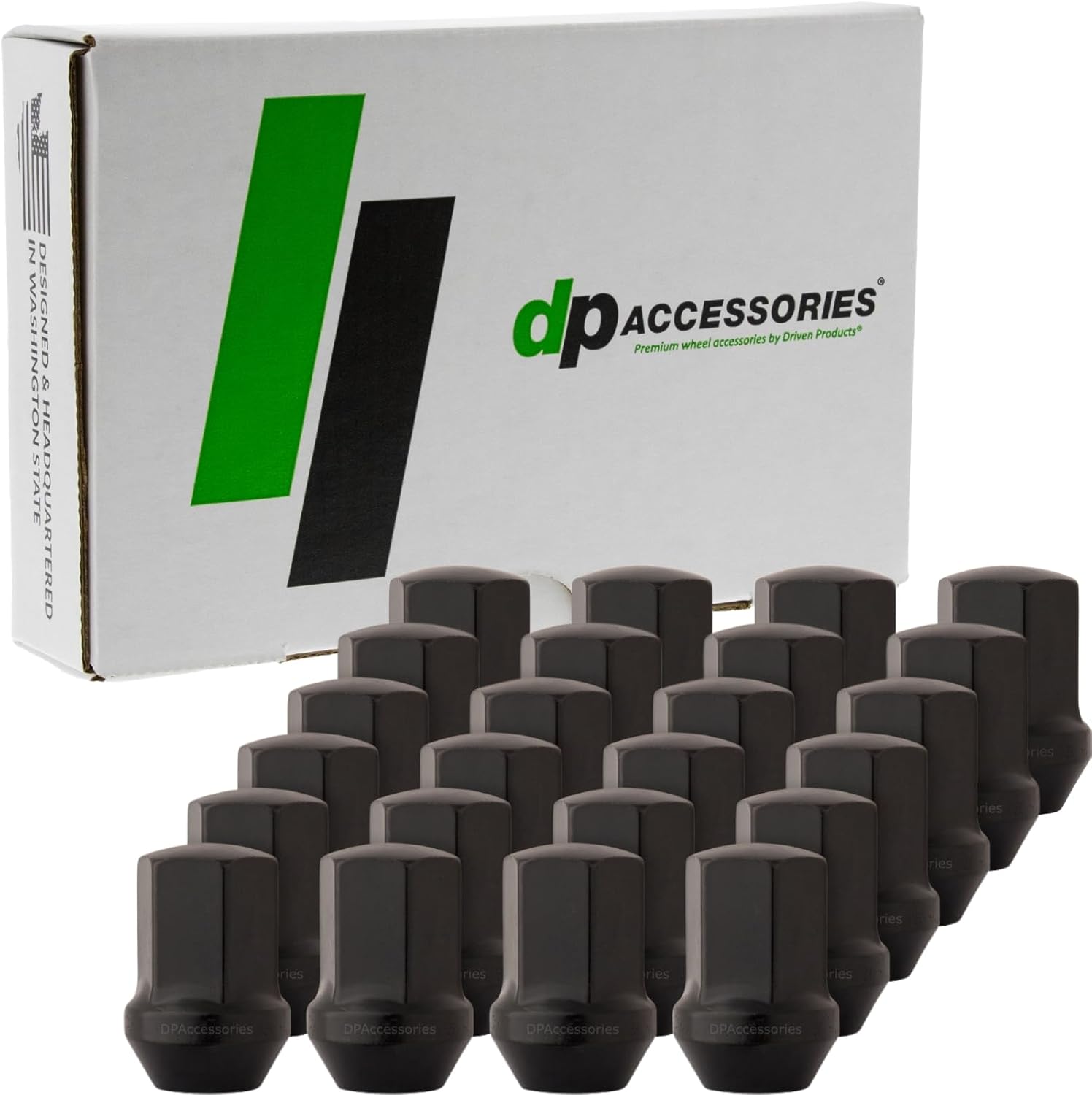 DPAccessories LCB3C8HEOBK04024 Set of 24 Black OEM Style Lug Nuts - M14x1.5 Thread - 13/16