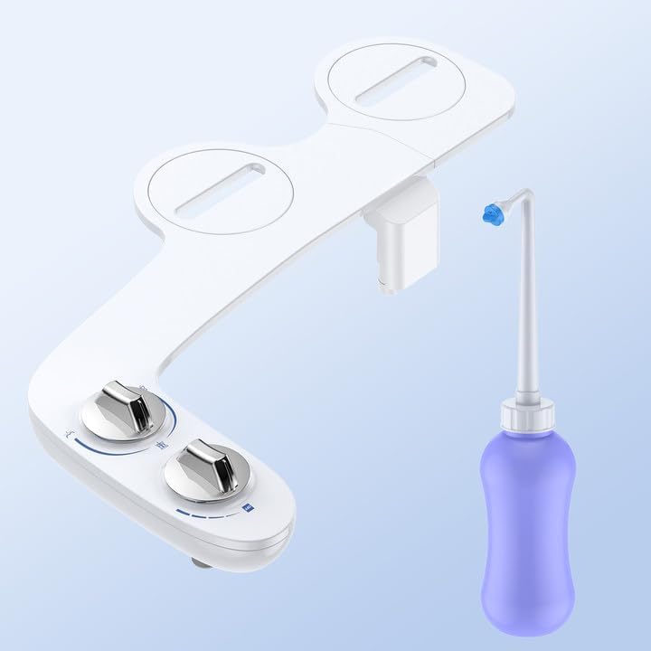 Bidet Toilet Seat Attachment,Self-Cleaning, Dual Nozzle (Frontal & Rear Wash), Non-Electric Self-Cleaning Toilet Bidet, Fresh Cold Water Sprayer Bidets for Existing Toilets with Adjustable Pressure Co