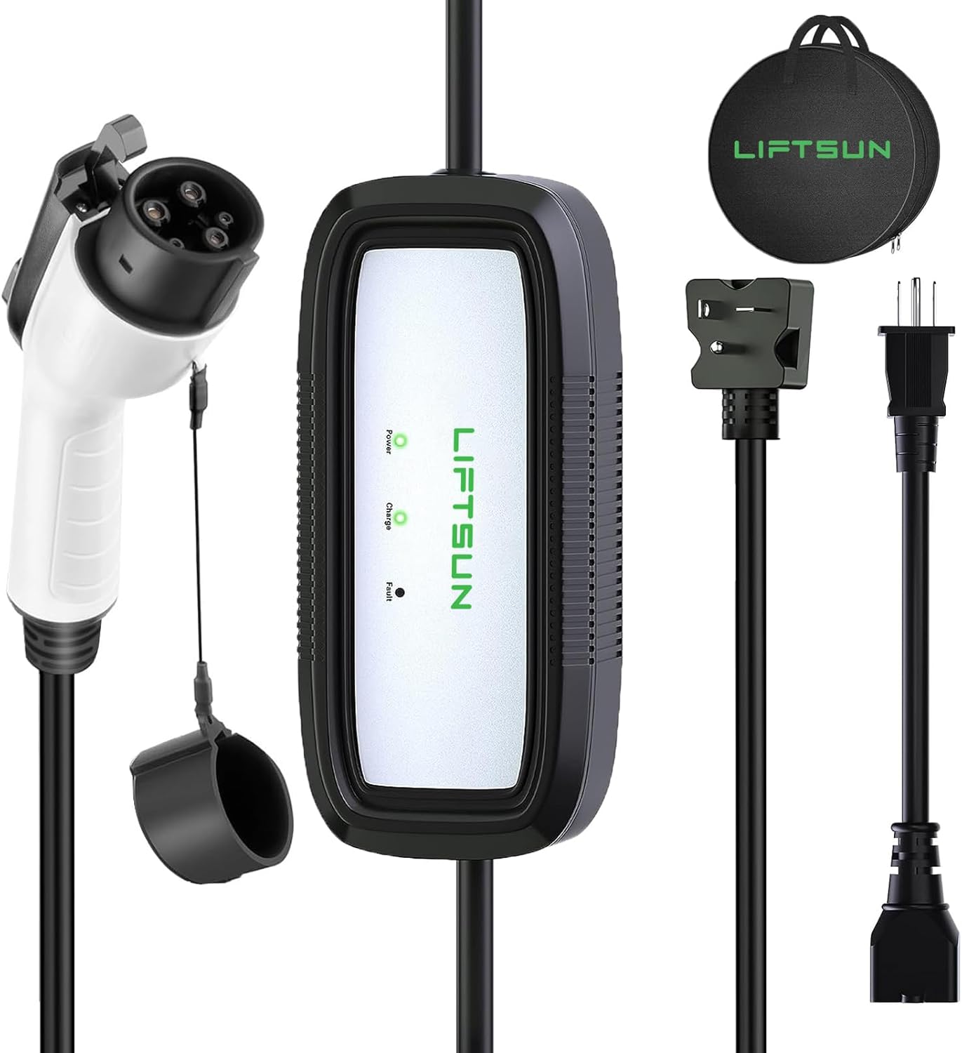 Level 1+2 EV Charger, 16 Amp 120V or 240V, Portable Electric Vehicle Charger with 21Ft Charging Cable NEMA 6-20 Plug,Plug-in Home EV Charging Station for SAE J1772 EVs(Tesla Need Adapter)