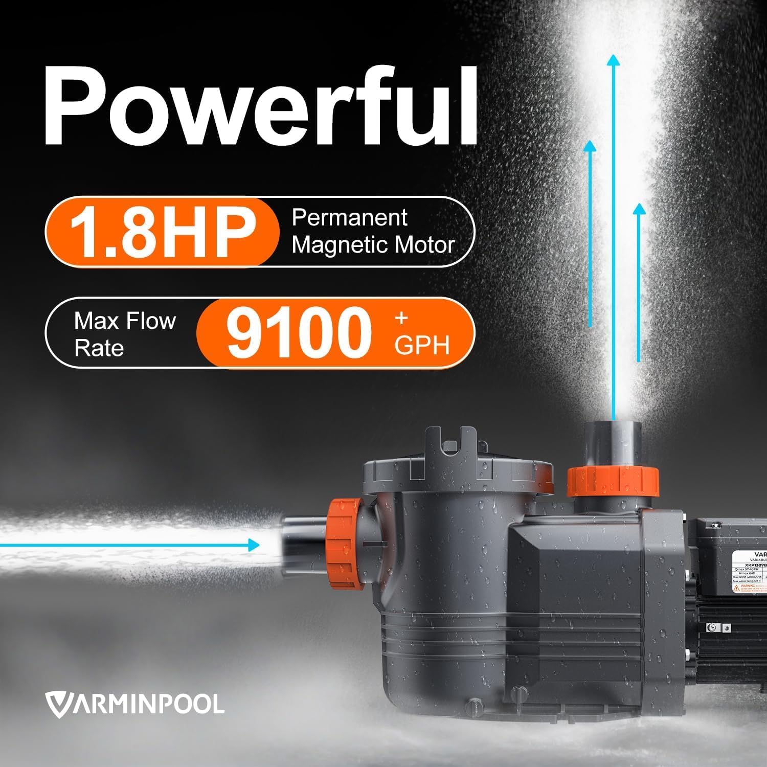 1.8 HP Variable Speed Pool Pump with Programmable Timer, 9114GPH Above Ground Pool Pumps, Removable Rain Cover, 220V, Energy Efficient, Large Filter Basket