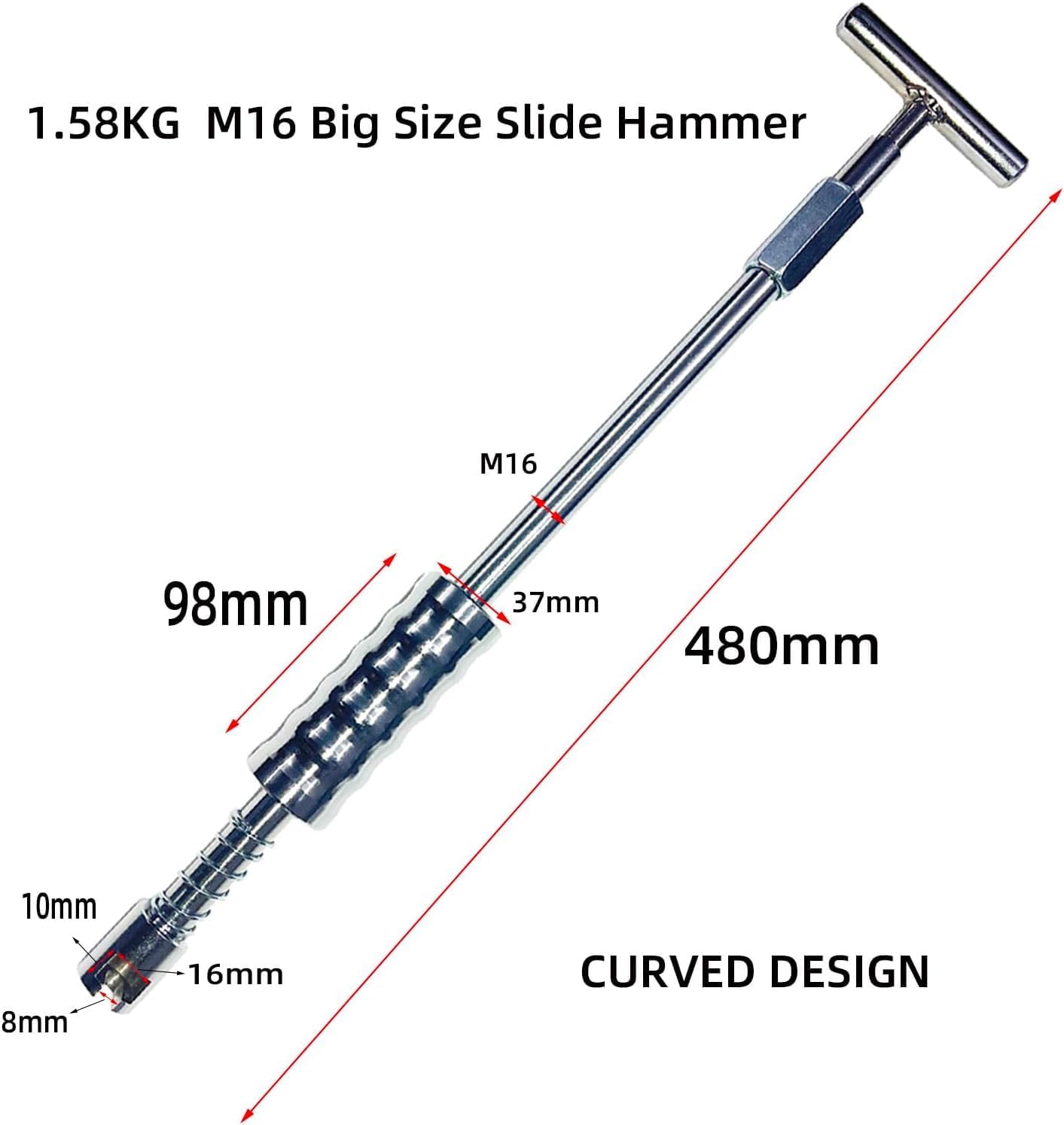M16 Big Size Slide Puller Gold Lifter Toools Kit,Auto Dent Puller Kit,Car Bodywork Door Dings Remover,Paintless Large & Small Ding Hail Dent Removal Tools with Toolbox (XBLG100)