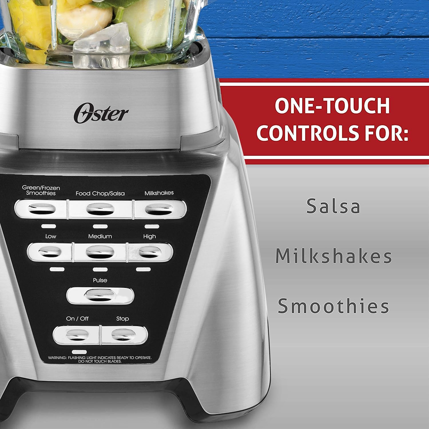 Oster Pro 1200 Smoothie Blender with Glass Jar & 24oz To-Go Cup, Countertop Kitchen Blender with 7 Speeds, 1200W Power, Brushed Nickel