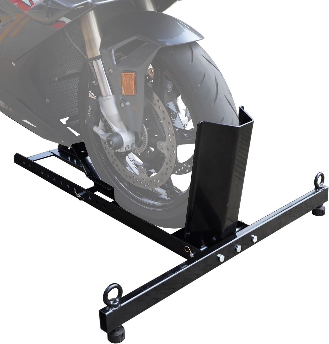 Motorcycle Wheel Chock, Motorcycle Stand Up to 1800LBs, Wide Range 3 Inch to 5 Inch Support Adjustable Front Tire Stand Chocks for Trailer and Truck, Suitable for Most Motorcycle, ASM05012.