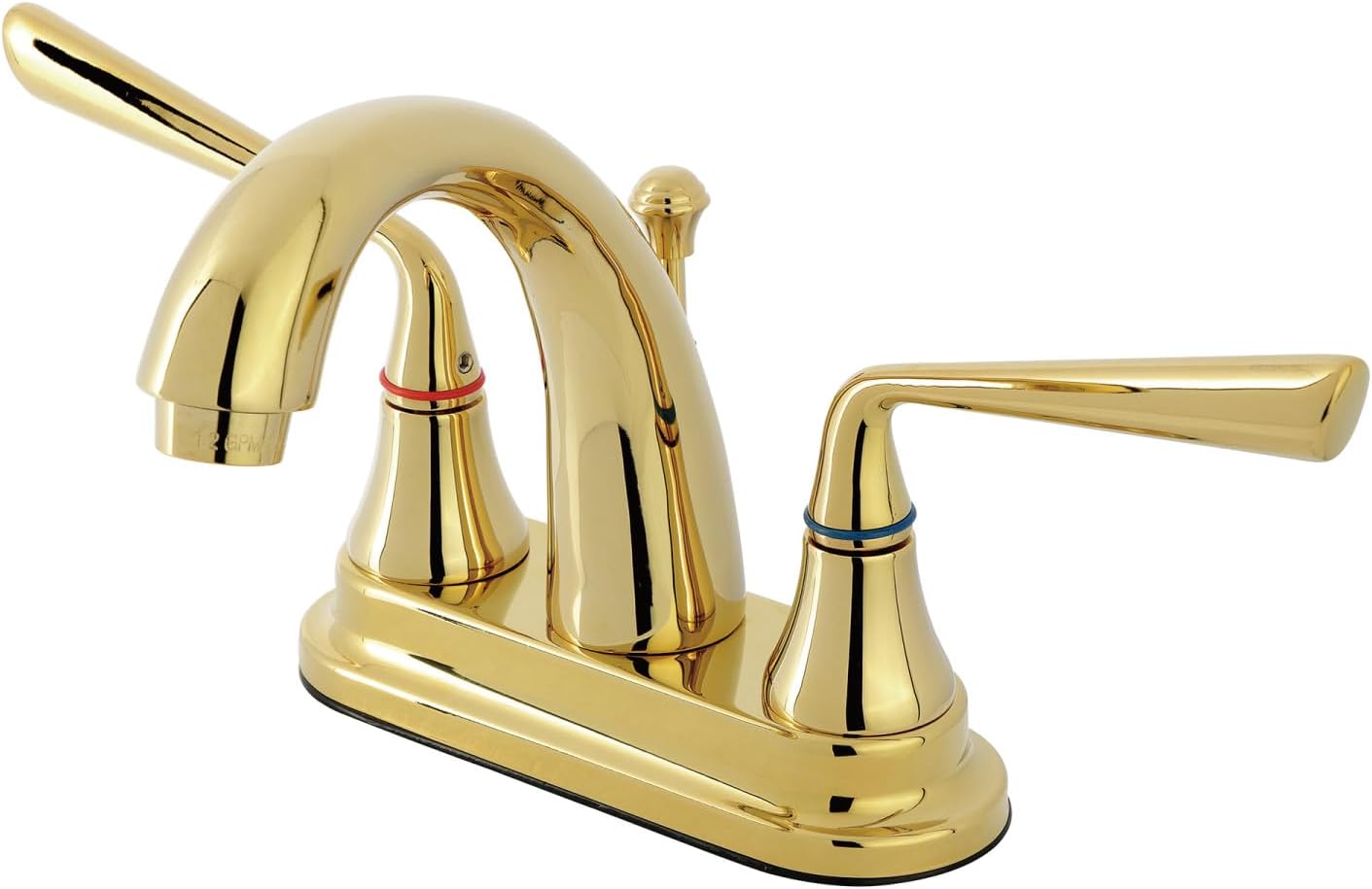 Kingston Brass KS7612ZL Silver Sage 4-Inch Centerset Lavatory Faucet with Brass Pop-Up, Polished Brass