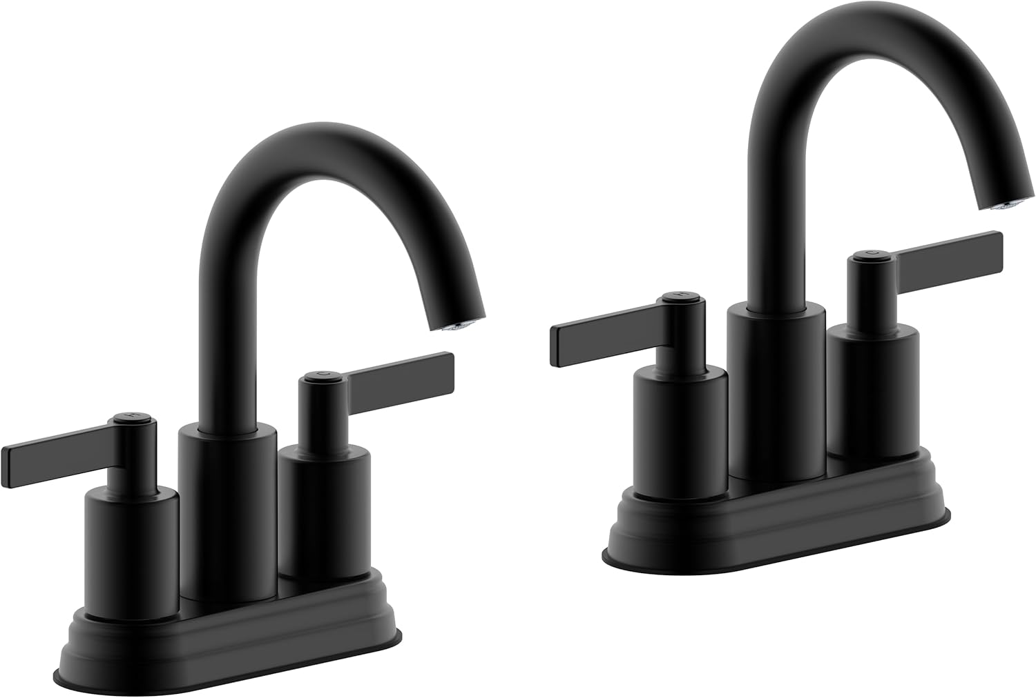 Bathroom Sink Faucet 4 Inch Centerset, Two Handle Lavatory Faucet with Push up Pop-up Drain,Matte Black Finished,2 Pack,BF-D4501-MT