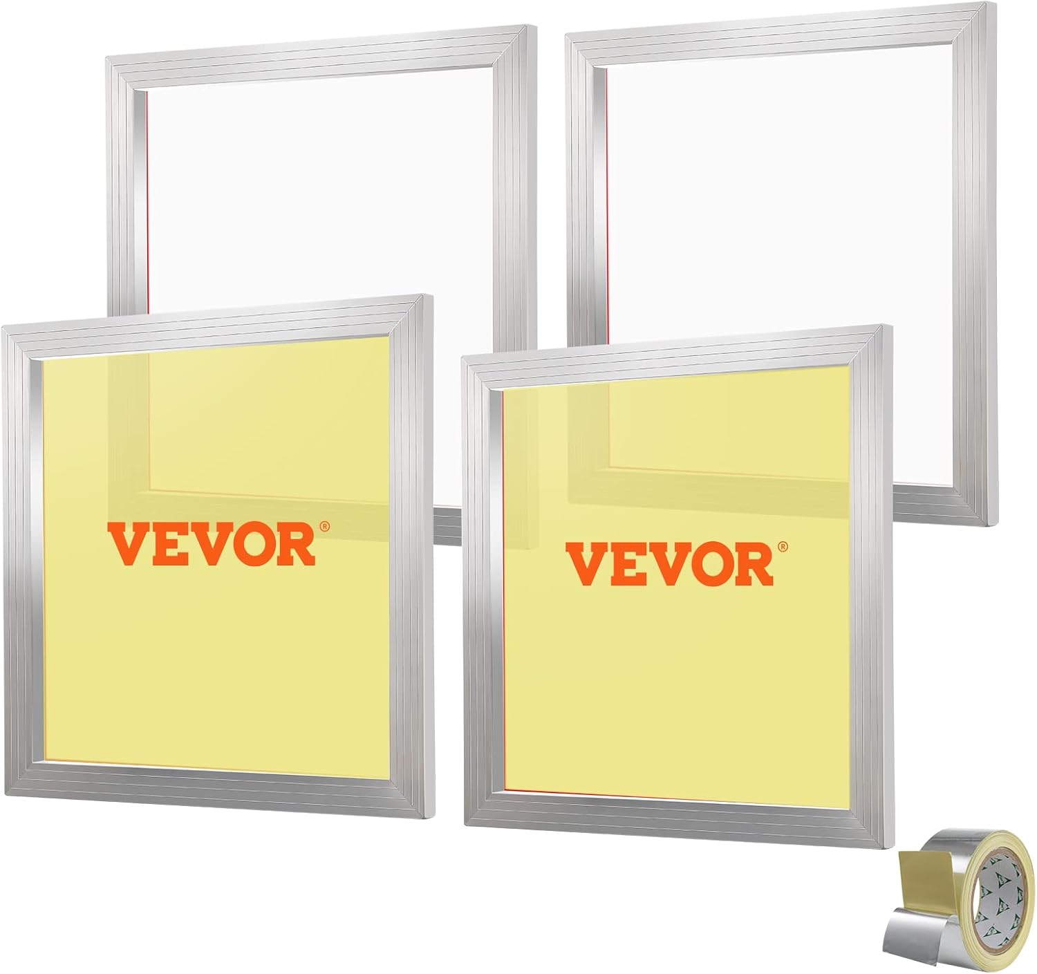 VEVOR 6 Pieces Aluminum, 20x24inch Silk Screen Frame with 110 Count High Tension Nylon Mesh and Sealing Tape for T-Shirts DIY Printing, Silver
