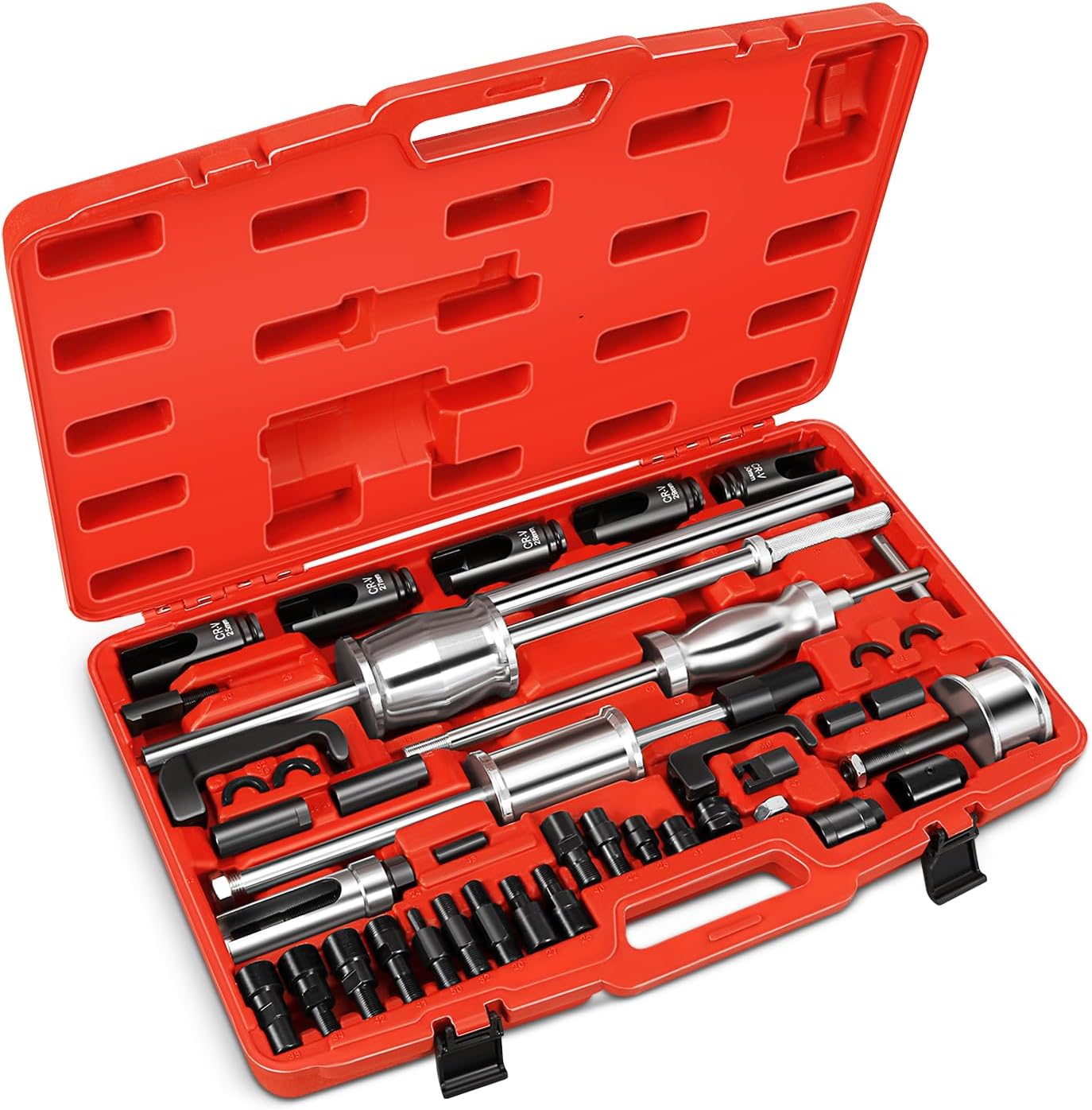 DNA MOTORING 40pcs Diesel Fuel Injector Puller Removal Tool, Diesel Injector Extractor Master Kit, Slide Hammer Fuel Injector Removal Tool Kit for Diesel Engines, TOOLS-00785