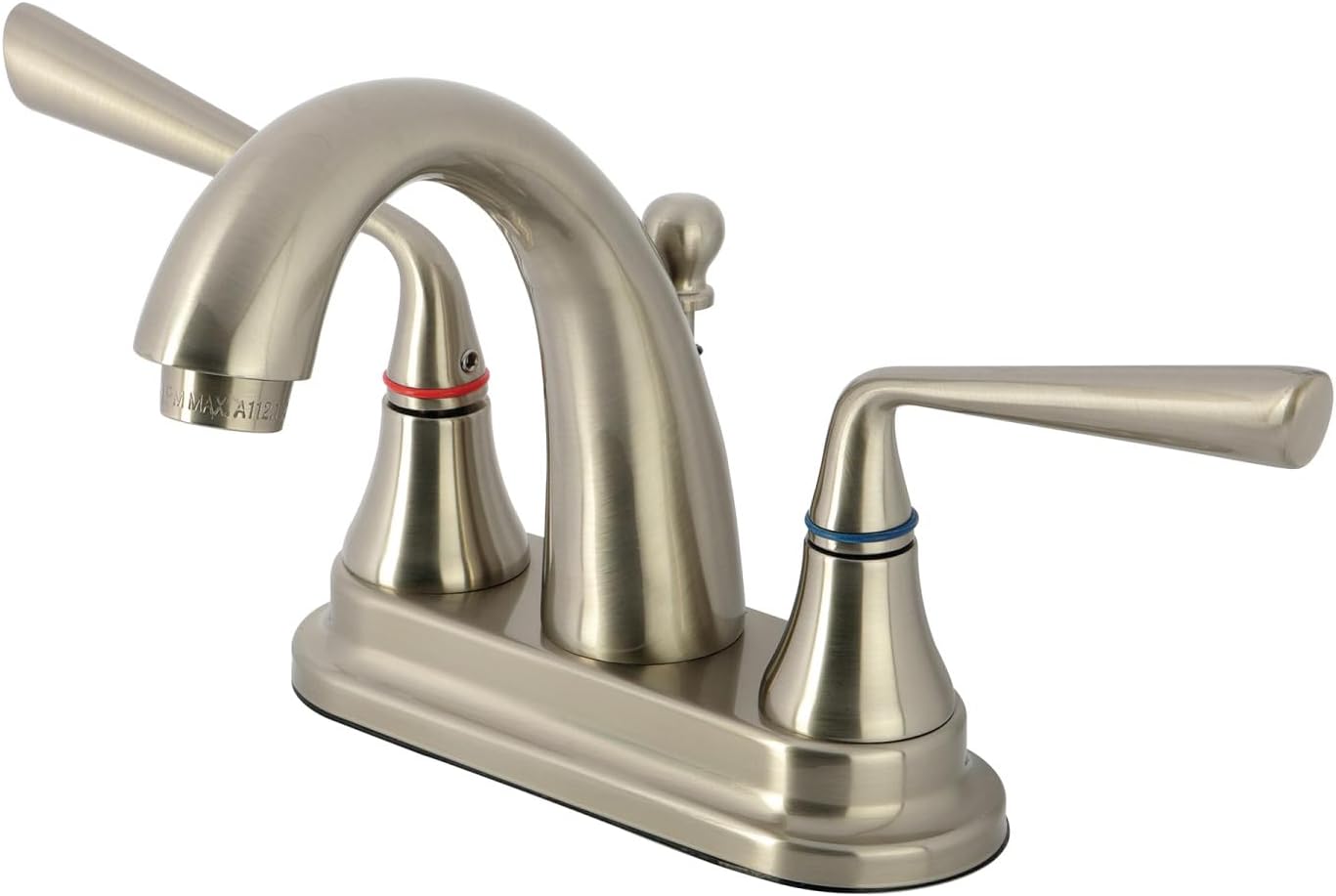 Kingston Brass KS7612ZL Silver Sage 4-Inch Centerset Lavatory Faucet with Brass Pop-Up, Polished Brass