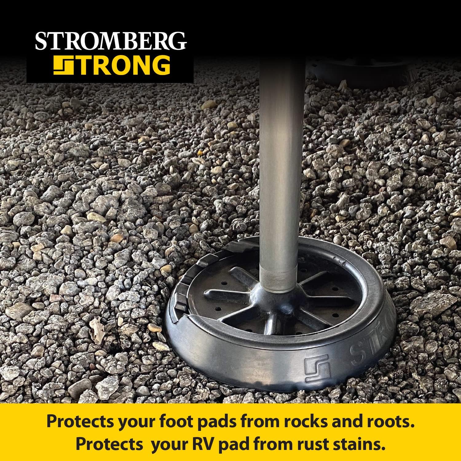 Stromberg Carlson RV Leveling Jack Pads - Durable Rubber Blocks for Leveling, Anti-Slip Jack Pads for RVs and Campers, Protects Against Rust Stains, Snap Pad Design, 10 Inch Round Foot Pads, 2 Pack