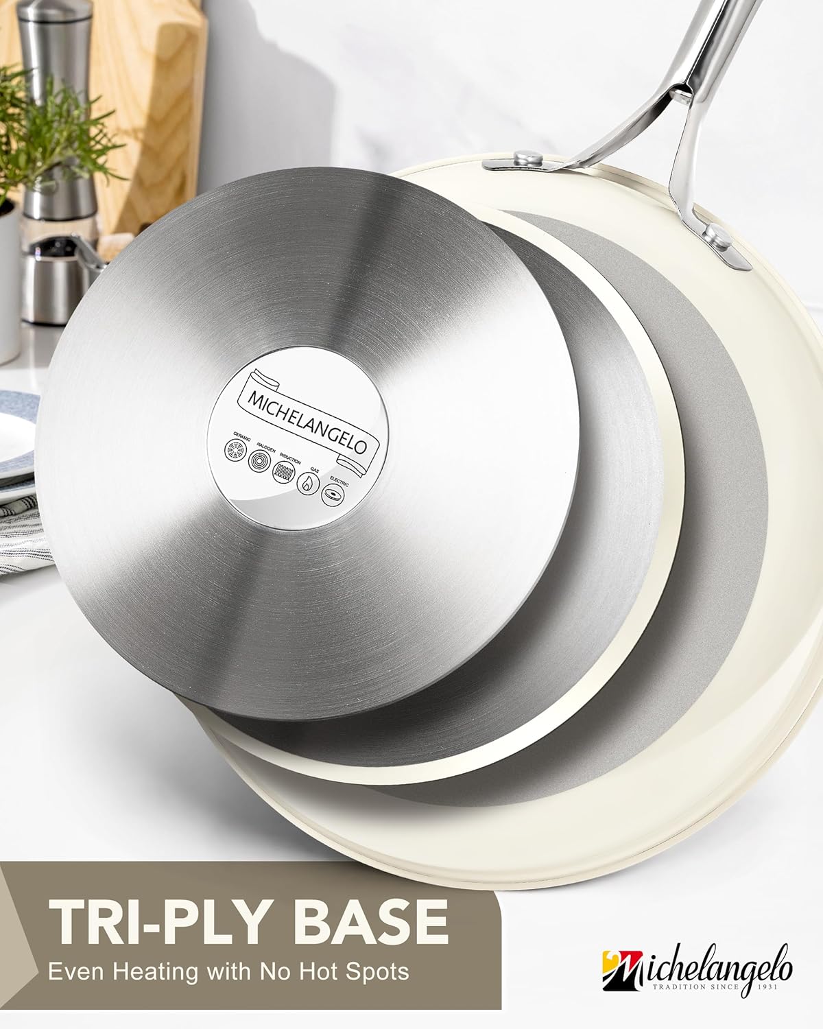 MICHELANGELO Stainless Steel Frying Pan Set, 8