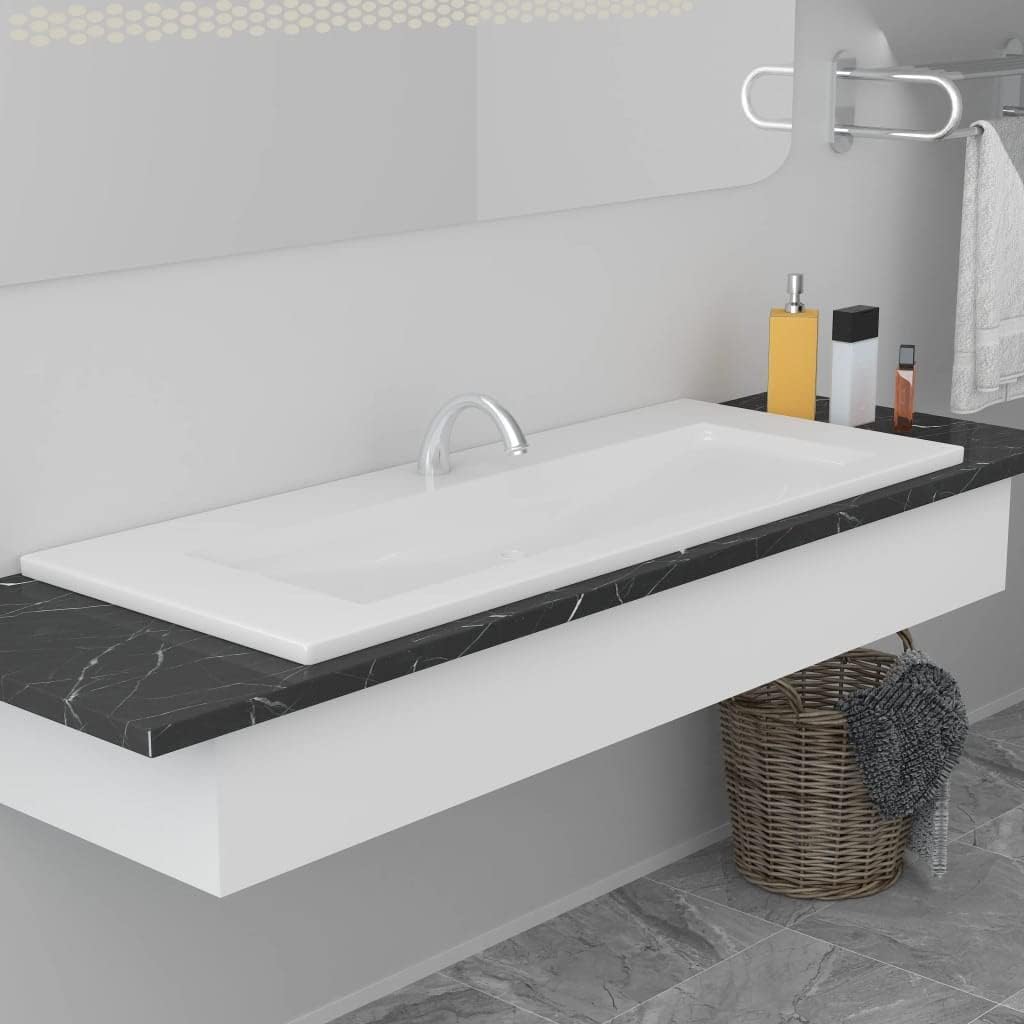 vidaXL Ceramic Built-in Bathroom Basin - Chic & Timeless Design - White - 39.8