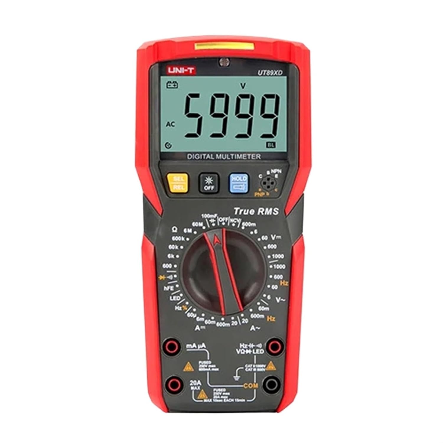 1PCS UT89X UT89XD Professional Digital Multimeter True RMS NCV 20A Current AC Voltmeter Capacitance Resistance Tester(UT89XD)